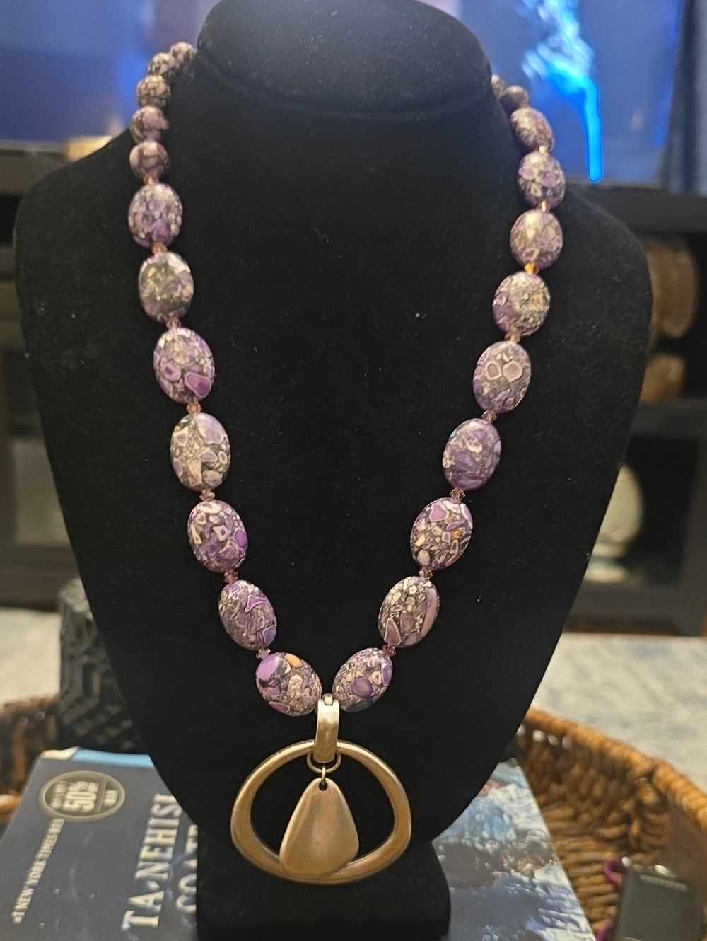 Premier Designs Purple Beaded Necklace with Premier Silver-Tone Pendant